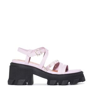 Ganni Lilac Strappy Platform Sandals with Black Lug Sole